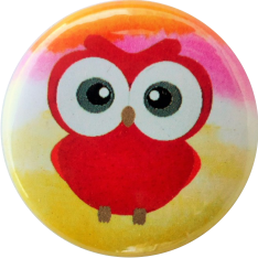 Owl badge red rainbow